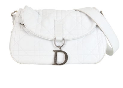 Cannage Flap Shoulder Bag, £350, Handbags, White, Leather, Front view